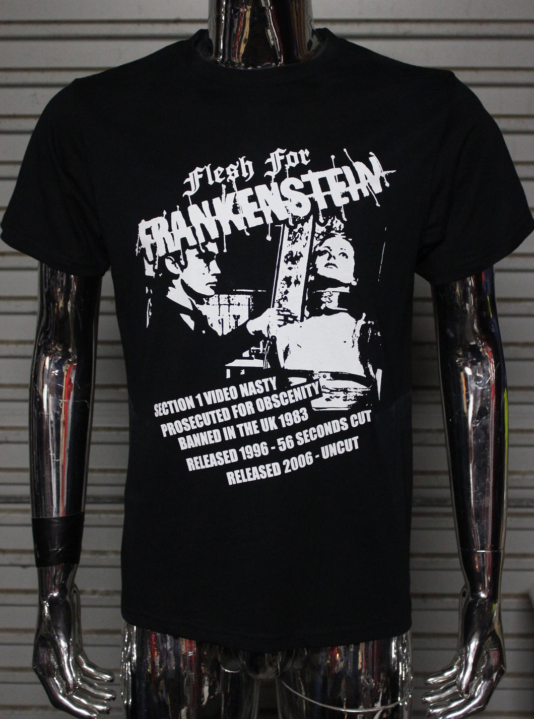 Flesh For Frankenstein Video Nasty DIY punk flyer T-shirt