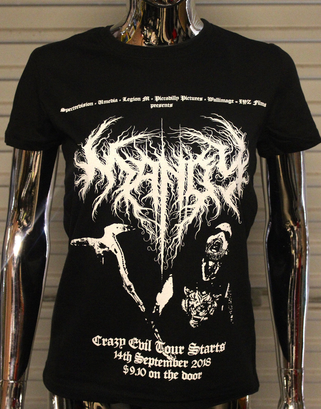 Women's Mandy Crazy Evil Black Metal tour  t-shirt